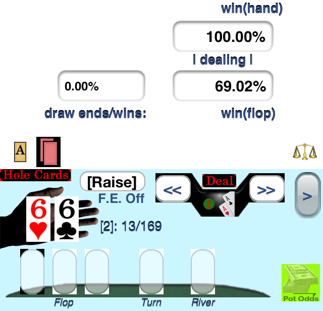 66 vs. AKs Simulation with win(flop) = 69.02%