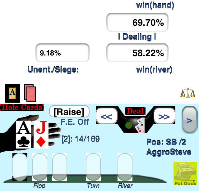 Call/All-In Simulation AJ vs. K8+ mit win(flop) = 59.50%